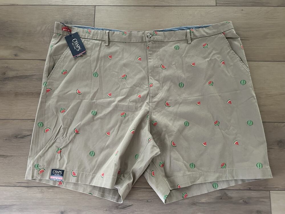NEW $65 Chaps size 52 Mens 9” SHORTS Coastland Wash Twill Watermelon KHAKI H26